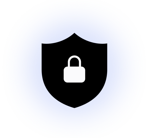 A padlock on a shield, lit from behind