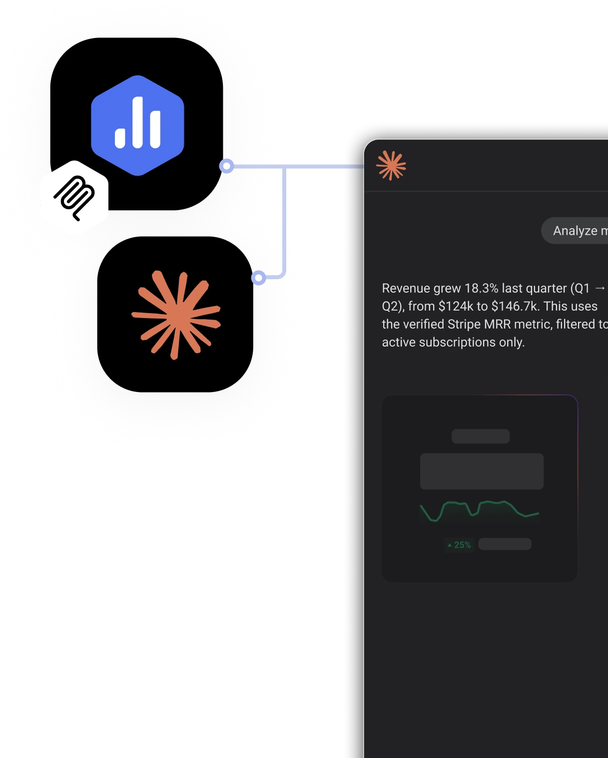 Claude and Databox MCP connected to a Genie chat answering a revenue question