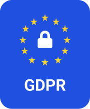 GDPR compliance badge with lock icon and EU stars